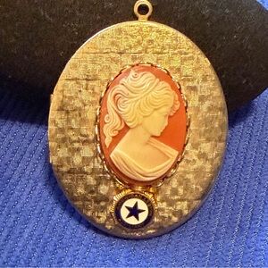 Gold and Cream Cameo and American Legion Auxiliary Pendant Locket